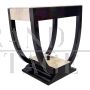 Art Deco style side table in black wood and parchment with drawers