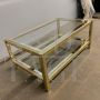 Willy Rizzo 1970s coffee table in glass and golden and chromed metal