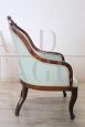 Antique upholstered armchair in carved walnut from the Louis Philippe era, mid-1800s