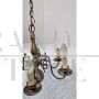 Vintage six-light chandelier in brass and bronze