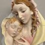 Wall sculpture with Virgin and Child in majolica, Italy 1950s       