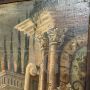 Antique painting from the 17th century with an architectural capriccio