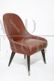 Vintage 60s armchairs in brick-colored skai