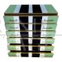 Small tallboy dresser with vertical lines in colored glass