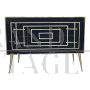 Dresser with two drawers in black Murano glass with golden geometries