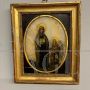 Antique painting on onyx from the 17th century with Santa Francesca Romana and angel