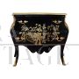 Baroque style dresser in black lacquered wood with golden decorations