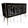 Dresser with two drawers in black Murano glass with golden geometries