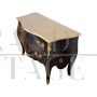 Baroque style dresser in black lacquered wood with golden top