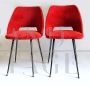 Pair of Eero Saarinen style chairs in red teddy fabric, 1970s