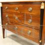 Antique Directoire chest of drawers in walnut with gilded bronze figures, Italy 18th century