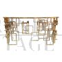 Golden double-sided sculpture console with multicolored Murano glass top