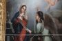 Antique oil painting on canvas from the early 19th century depicting the Annunciation