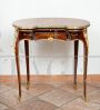 Antique Napoleon III bean-shaped side table or desk in fine exotic woods