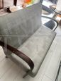 1940s art deco sofa in gray cotton with round armrests