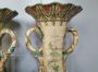 Pair of Japanese Satsuma vases from the late 19th century in hand-painted porcelain