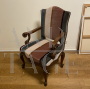 17th century armchair restored with striped velvet