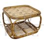 Low coffee table in woven bamboo and rattan