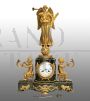 Antique Napoleon III clock in green Alpine marble with gilded bronze angels                            