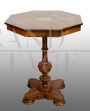 Antique Empire side table in walnut briar with drawer and inlay on the top