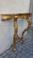 Antique console with gilded and carved mirror, Italy late 19th century