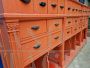 Large orange vintage industrial drawer unit