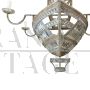 Large boat-shaped chandelier covered with Murano glass beads and tiles