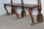 Antique 18th century bench in walnut with turned columns