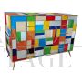 Design dresser covered with multicolored Murano glass squares