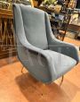 Mid-century modern Italian armchair in powder blue velvet