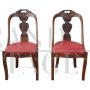 Pair of antique walnut gondola chairs, Italy 19th century     