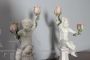 Pair of ceramic candlesticks with cherubs by Angelo Minghetti, Italy late 19th century