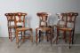 Set of six antique Tuscan country chairs in walnut and straw