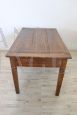 Antique rustic table in poplar wood from the 19th century with two drawers