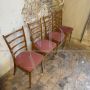 Set of 4 vintage Scandinavian style chairs in old pink velvet       