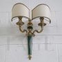 Antique style two-light wall lamp with double fabric lampshade                            