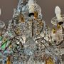 Antique chandelier with amber crystal drops and 10 lights