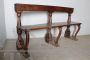 Antique 18th century bench in walnut with turned columns