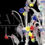 Murano glass chandelier in Rezzonico style with multicolored small flowers