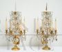 Pair of antique Napoleon III candelabra table lamps in gilded bronze