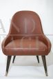 Vintage 60s armchairs in brick-colored skai