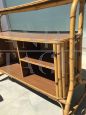 Vintage manao bamboo dry bar cabinet with two stools