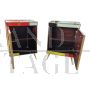 Pair of bedside tables in wood and glass in four colours