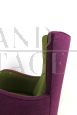 Vintage 80s armchair in green and purple piqué cotton