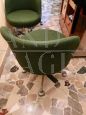 Set of 4 vintage office chairs in green fabric