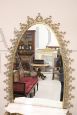 Large oval wall mirror with console, 1950s