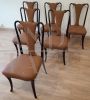 Set of 6 vintage 1950s rosewood and brown leather dining chairs