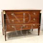 Antique Directoire chest of drawers in walnut with gilded bronze figures, Italy 18th century