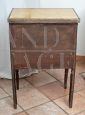 Pair of antique Louis XIV bedside tables with inlays and bronzes and with marble top