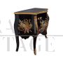 Baroque style dresser in black lacquered wood with golden decorations